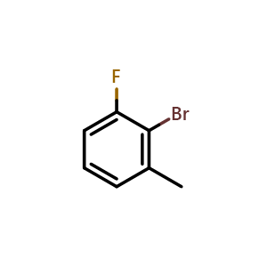 Chemical structure of 2-Bromo-1-fluoro-3-methylbenzene , CAS 59907-13-0, AChemBlock U103814
