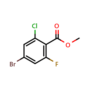 Chemical structure of Methyl 4-bromo-2-chloro-6-fluorobenzoate , CAS 1321613-02-8, AChemBlock U103827