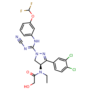(S,E)-N-(1-(N'-cyano-N-(3-(difluoromethoxy)phenyl)carbamimidoyl)-3-(3,4-dichlorophenyl)-4,5-dihydro-1H-pyrazol-4-yl)-N-ethyl-2-hydroxyacetamide