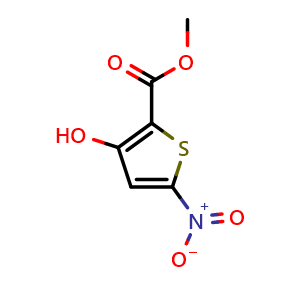 Chemical structure of Methyl 3-hydroxy-5-nitrothiophene-2-carboxylate , CAS 89380-77-8, AChemBlock U103856