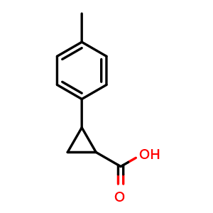 Chemical structure of 2-(4-Methylphenyl)cyclopropanecarboxylic acid , CAS 869941-94-6, AChemBlock U103857