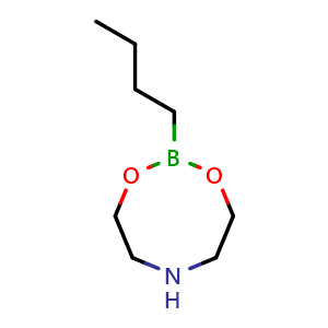 Chemical structure of 2-(But-1-yl)-tetrahydro-4-H-1,3,6,2-dioxazaborocine , CAS 92527-13-4, AChemBlock U103868