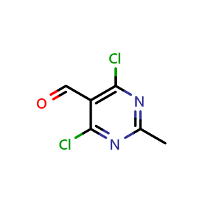 Chemical structure of 4,6-Dichloro-2-methyl-pyrimidine-5-carbaldehyde , CAS 14160-91-9, AChemBlock U103895
