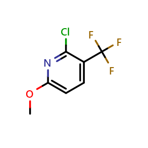 Chemical structure of 2-Chloro-6-methoxy-3-(trifluoromethyl)pyridine , CAS 136353-03-2, AChemBlock U103903