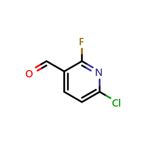 Chemical structure of 6-Chloro-2-fluoro-pyridine-3-carbaldehyde , CAS 1093880-37-5, AChemBlock U103904