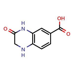 Chemical structure of 1,2,3,4-Tetrahydro-3-oxoquinoxaline-6-carboxylic acid , CAS 702669-54-3, AChemBlock U103918