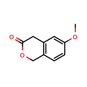 Chemical structure of 6-Methoxyisochroman-3-one , CAS 43088-72-8, AChemBlock U103922