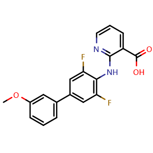 Chemical structure of 2-[2,6-Difluoro-4-(3-methoxyphenyl)anilino]pyridine-3-carboxylicacid , CAS 1035688-66-4, AChemBlock U103924