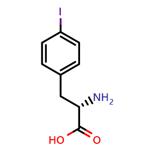 Chemical structure of 4-Iodo-L-phenylalanine , CAS 24250-85-9, AChemBlock U103948