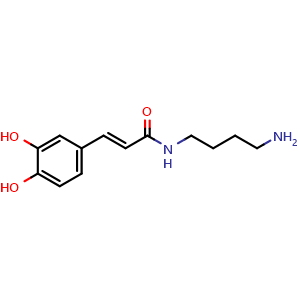 Chemical structure of N-Caffeoylputrescine, (E)- , CAS 29554-26-5, AChemBlock U103982