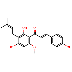 Chemical structure of Xanthohumol , CAS 6754-58-1, AChemBlock U103996