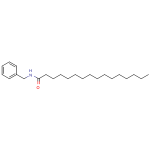 Chemical structure of N-benzylpalmitamide , CAS 74058-71-2, AChemBlock U104021