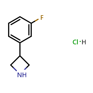 Chemical structure of 3-(3-Fluorophenyl)azetidine hydrochloride , CAS 1203685-14-6, AChemBlock U104045