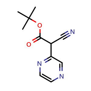 Chemical structure of Tert-butyl 2-cyano-2-(pyrazin-2-yl)acetate , CAS 930395-88-3, AChemBlock U104050