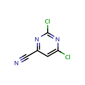 Chemical structure of 2,6-Dichloropyrimidine-4-carbonitrile , CAS 26293-93-6, AChemBlock U104077