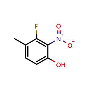 Chemical structure of 3-Fluoro-4-methyl-2-nitro-phenol , CAS 1804052-38-7, AChemBlock U104143
