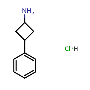 Chemical structure of 3-Phenylcyclobutan-1-amine hydrochloride , CAS 90874-40-1, AChemBlock U104148