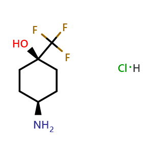 Chemical structure of Trans-4-amino-1-(trifluoromethyl)cyclohexanol; hydrochloride , CAS 2137056-98-3, AChemBlock U104151