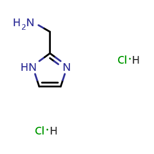 Chemical structure of 1H-imidazol-2-ylmethanamine; dihydrochloride , CAS 22600-77-7, AChemBlock U104163