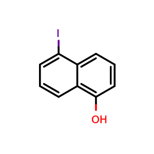 Chemical structure of 5-Iodonaphthalen-1-ol , CAS 61735-56-6, AChemBlock U104195
