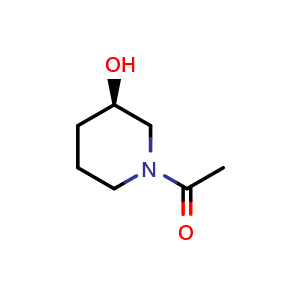 Chemical structure of 1-((R)-3-Hydroxypiperidin-1-yl)ethanone , CAS 732245-90-8, AChemBlock U104198