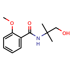 Chemical structure of N-(1-Hydroxy-2-methylpropan-2-yl)-2-methoxybenzamide , CAS 74201-13-1, AChemBlock U104202
