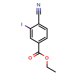 Chemical structure of Ethyl 4-cyano-3-iodobenzoate , CAS 371765-16-1, AChemBlock U104234