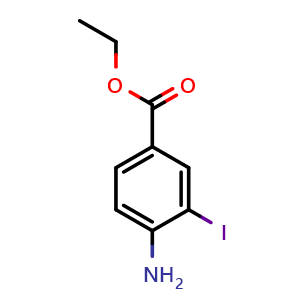 Chemical structure of Ethyl 4-amino-3-iodobenzoate , CAS 62875-84-7, AChemBlock U104248