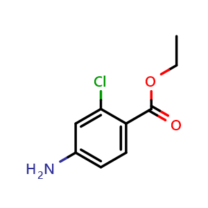 Chemical structure of Ethyl 4-amino-2-chlorobenzoate , CAS 16017-69-9, AChemBlock U104251