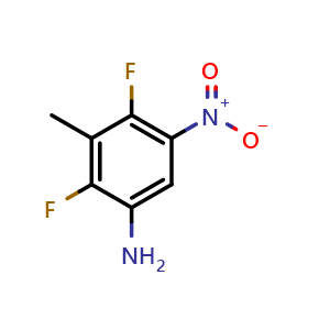 Chemical structure of 2,4-Difluoro-3-methyl-5-nitrobenzenamine , CAS 112822-77-2, AChemBlock U104268