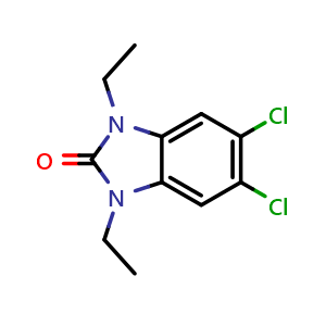 Chemical structure of 5,6-Dichloro-1,3-diethyl-1H-benzo[d]imidazol-2(3H)-one , CAS 334829-59-3, AChemBlock U104274