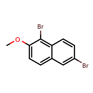 Chemical structure of 1,6-Dibromo-2-methoxynaphthalene , CAS 66996-59-6, AChemBlock U104277