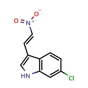 Chemical structure of 6-Chloro-3-(2-nitrovinyl)-1H-indole , CAS 878548-91-5, AChemBlock U104290