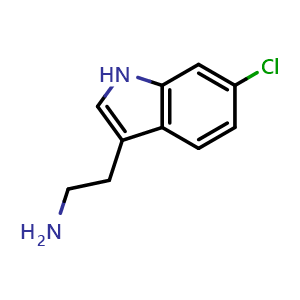 Chemical structure of 2-(6-Chloro-1H-indol-3-yl)ethanamine , CAS 3670-19-7, AChemBlock U104296