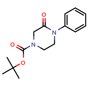 Chemical structure of tert-Butyl 3-oxo-4-phenylpiperazine-1-carboxylate , CAS 845973-49-1, AChemBlock U104306