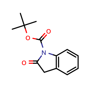 Chemical structure of tert-Butyl 2-oxoindoline-1-carboxylate , CAS 214610-10-3, AChemBlock U104307
