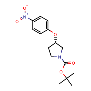 Chemical structure of (S)-tert-Butyl 3-(4-nitrophenoxy)pyrrolidine-1-carboxylate , CAS 218944-23-1, AChemBlock U104309