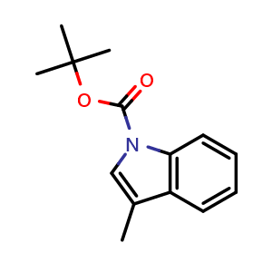 Chemical structure of tert-Butyl 3-methyl-1H-indole-1-carboxylate , CAS 89378-43-8, AChemBlock U104336