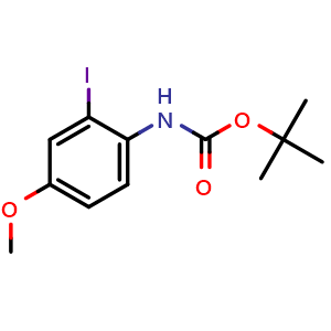 Chemical structure of tert-Butyl 2-iodo-4-methoxyphenylcarbamate , CAS 157496-75-8, AChemBlock U104344