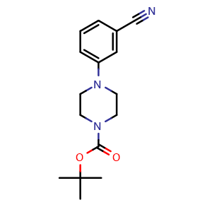 Chemical structure of tert-Butyl 4-(3-cyanophenyl)piperazine -1-carboxylate , CAS 807624-20-0, AChemBlock U104368