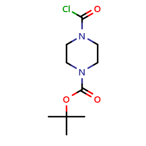 Chemical structure of tert-Butyl 4-(chlorocarbonyl)piperazine-1-carboxylate , CAS 59878-28-3, AChemBlock U104376
