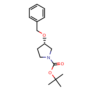 Chemical structure of (S)-tert-Butyl 3-(benzyloxy)pyrrolidine-1-carboxylate , CAS 847942-82-9, AChemBlock U104384