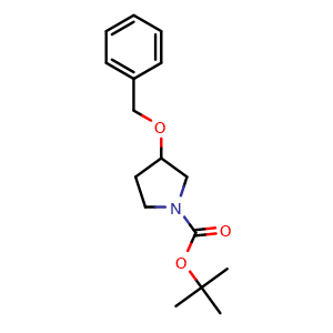 Chemical structure of tert-Butyl 3-(benzyloxy)pyrrolidine-1-carboxylate , CAS 127342-21-6, AChemBlock U104385