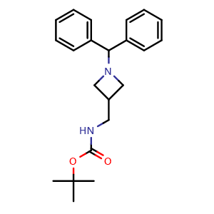 Chemical structure of tert-butyl ((1-benzhydrylazetidin-3-yl)methyl)carbamate , CAS 91189-19-4, AChemBlock U104388