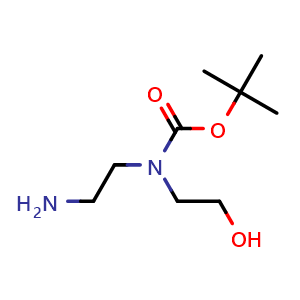 Chemical structure of tert-Butyl 2-aminoethyl2-hydroxyethylcarbamate , CAS 364056-56-4, AChemBlock U104397