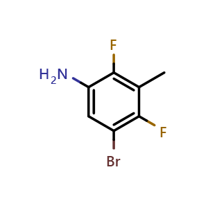 Chemical structure of 5-Bromo-2,4-difluoro-3-methylbenzenamine , CAS 112822-79-4, AChemBlock U104417