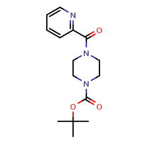 Chemical structure of 1-Boc-4-(2-pyridinylcarbonyl)-piperazine , CAS 389628-28-8, AChemBlock U104421