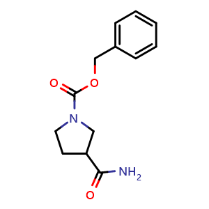 Chemical structure of Benzyl 3-carbamoylpyrrolidine-1-carboxylate , CAS 455267-26-2, AChemBlock U104468