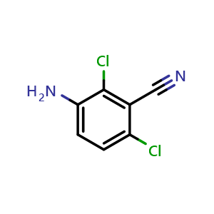 Chemical structure of 2,4-Dichloro-3-cyanoaniline , CAS 19846-20-9, AChemBlock U104497