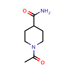 Chemical structure of 1-Acetylpiperidine-4-carboxamide , CAS 530120-27-5, AChemBlock U104500